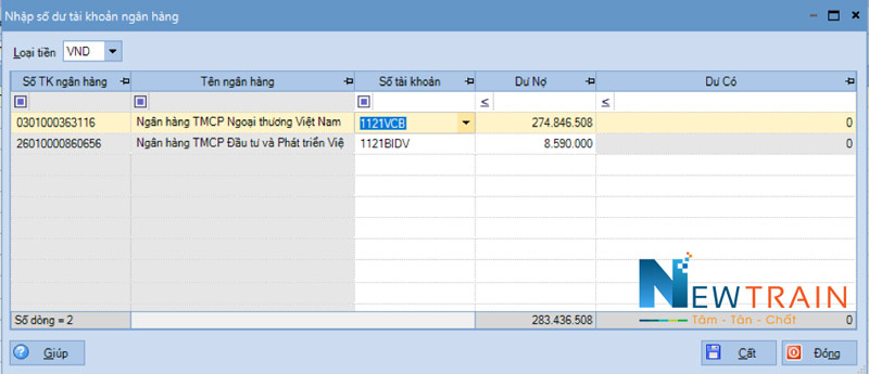 misa nhập số dư ngoại tệ
