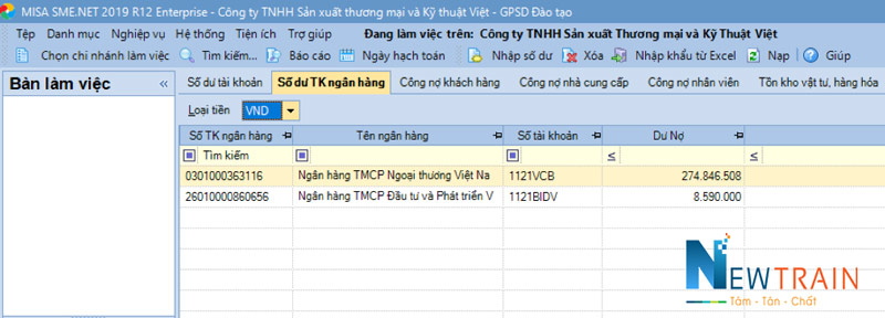 misa số dư tk ngân hàng