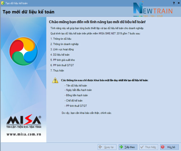 misa tạo mới dữ liệu kế toán